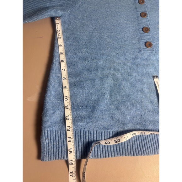 Pure Jill Pale Blue Button Neck Knit Sweater Petite L Cozy Casual Comfort Top - Picture 12 of 12